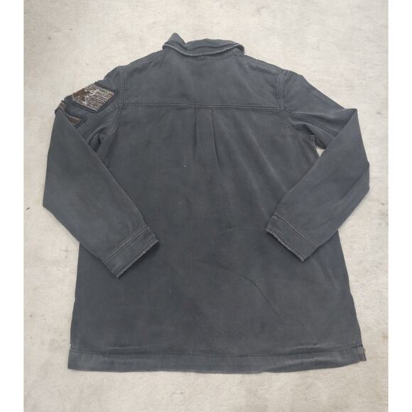 Free People Embellished Black Military Utilitarian Shirt Jacket Eagle Size M - Picture 12 of 15